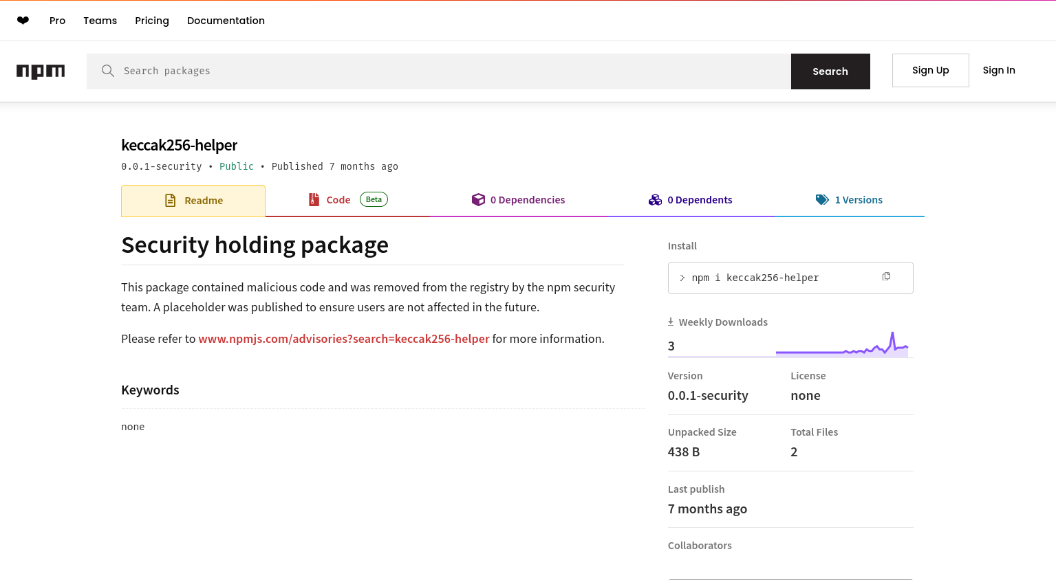 NPM registry package banned
